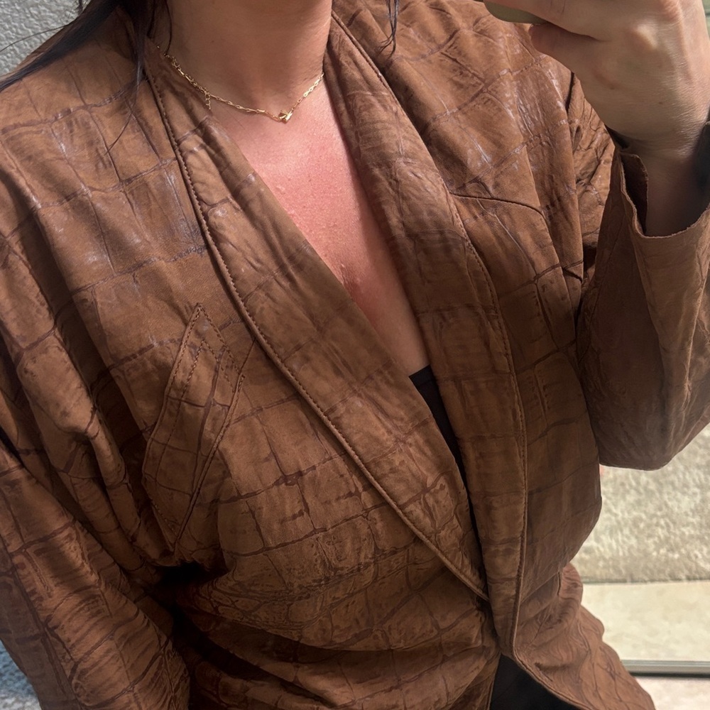 Michael Hoban Crocodile Pattern Brown Blazer - image 2